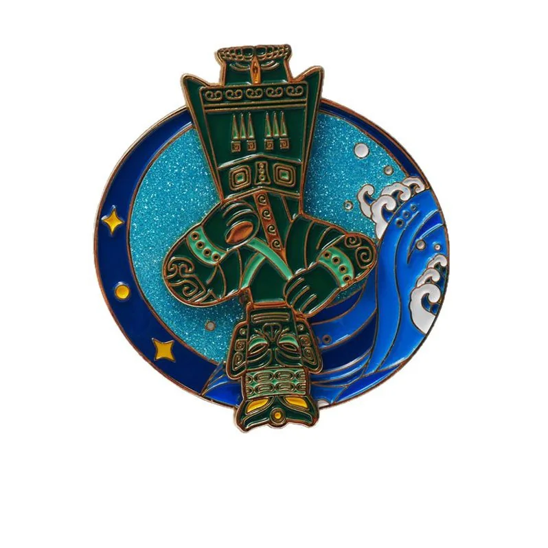 Spinner enamel pin structure example with a separate rotating metal component
